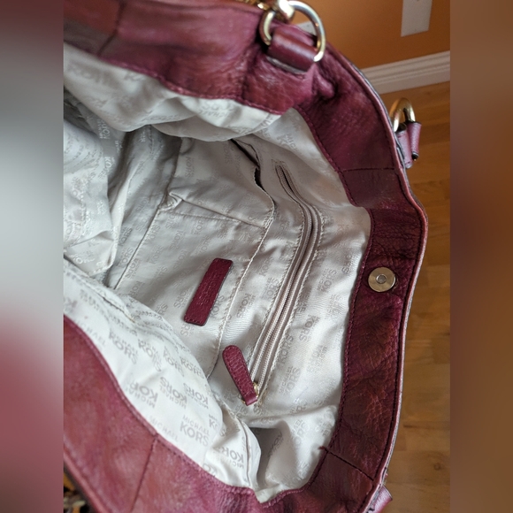 MICHAEL KORS BURGUNDY BAG Shoulder Leather Gold Hardwer - Picture 14 of 14